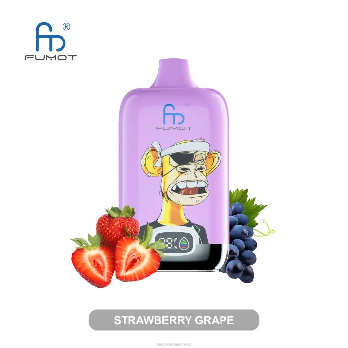 RandM Vape Rabattcode | Fumot Original RandM Digital Box 00P215 12000-Akku und Liquid-Display-Vape-Gerät Erdbeertraube